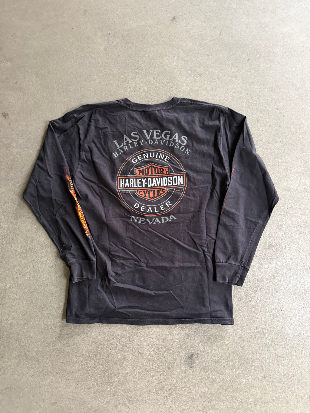 2000S HARLEY DAVIDSON "FORGED IN STEEL" LAS VEGAS FLAMES LONG SLEEVES (L)