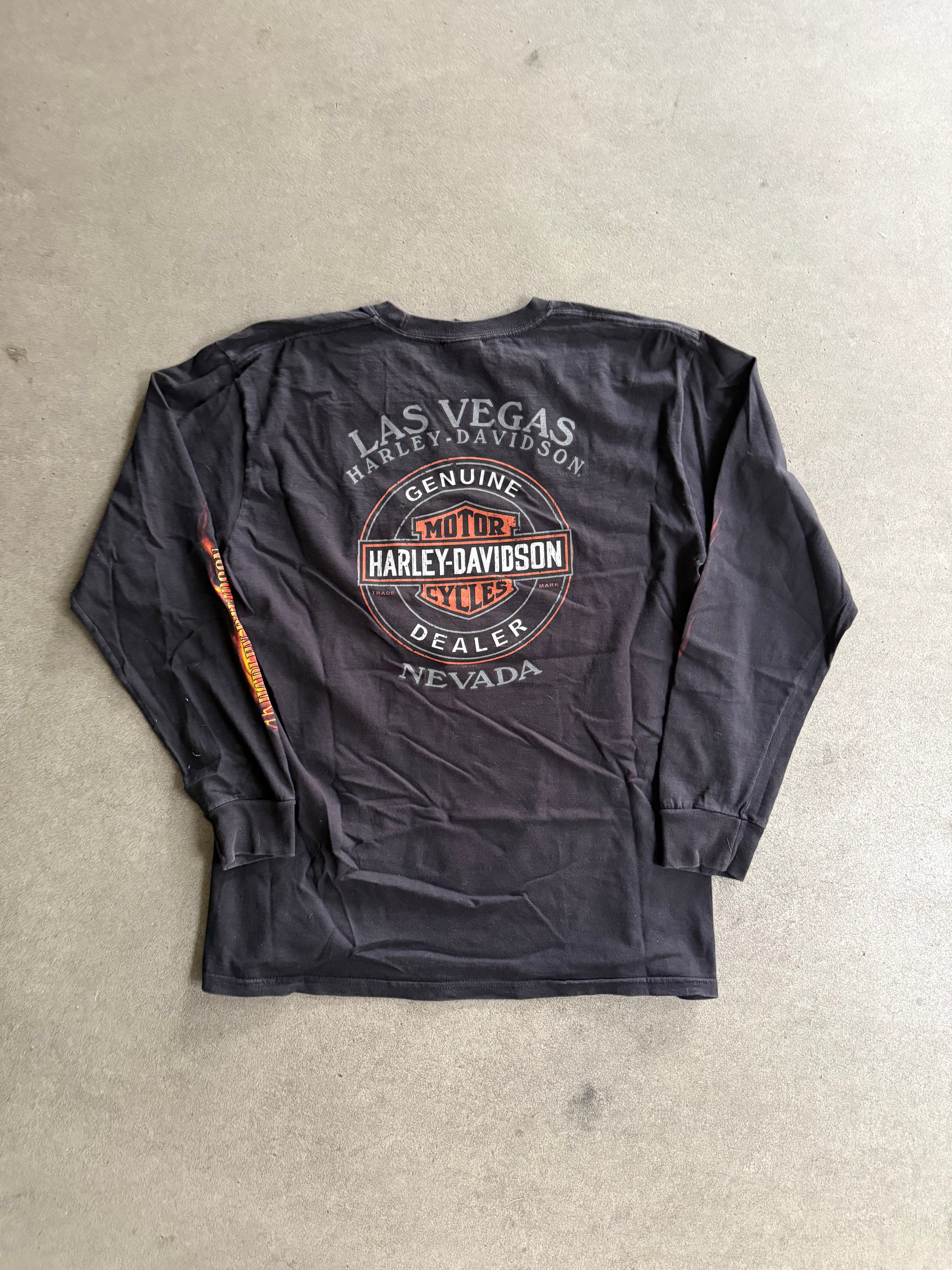 2000S HARLEY DAVIDSON "FORGED IN STEEL" LAS VEGAS FLAMES LONG SLEEVES (L)