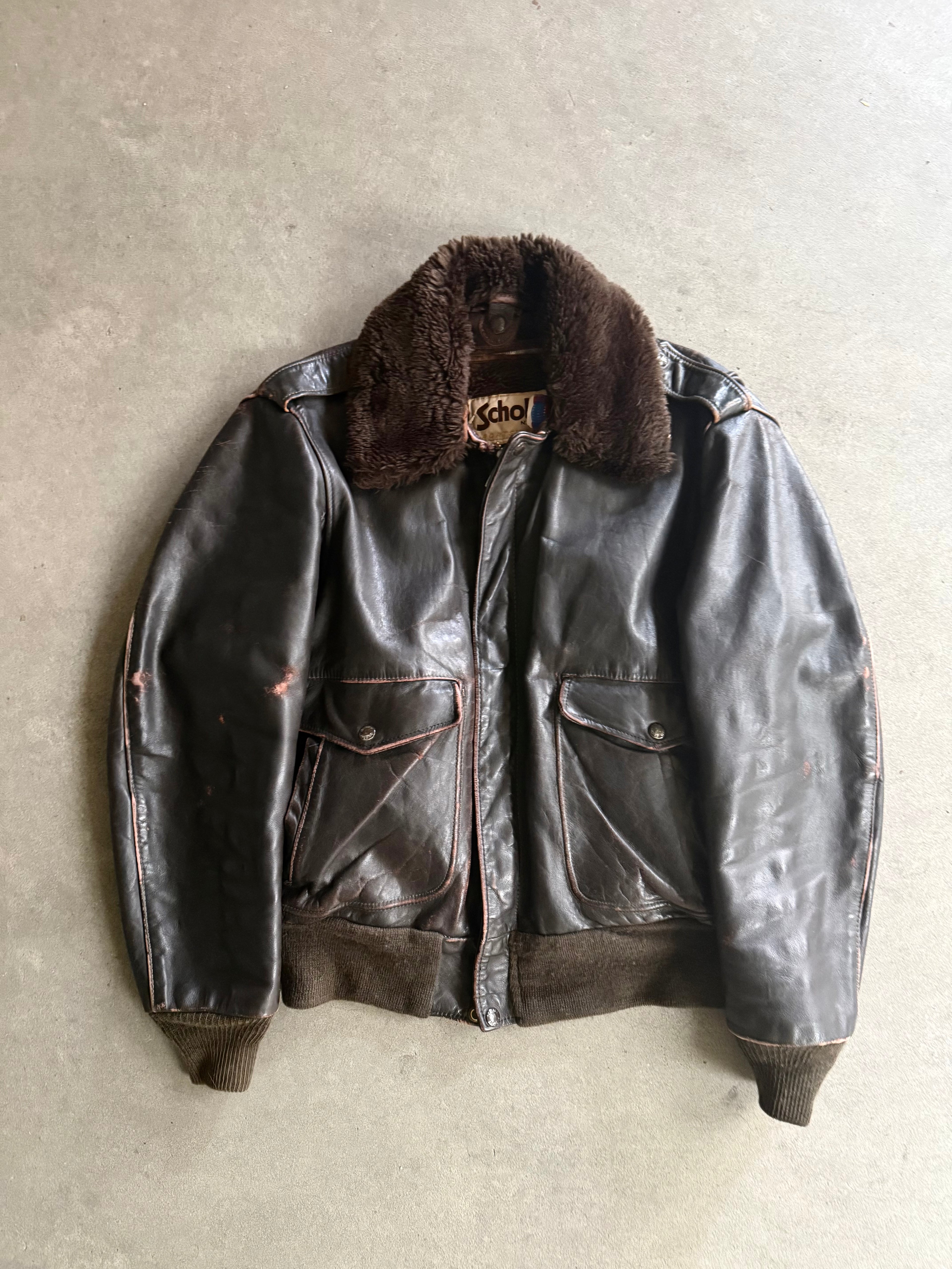 1970S SCHOTT 684SM LEATHER JACKET 70S FULL SET VINTAGE LEATHER JACKET (L)