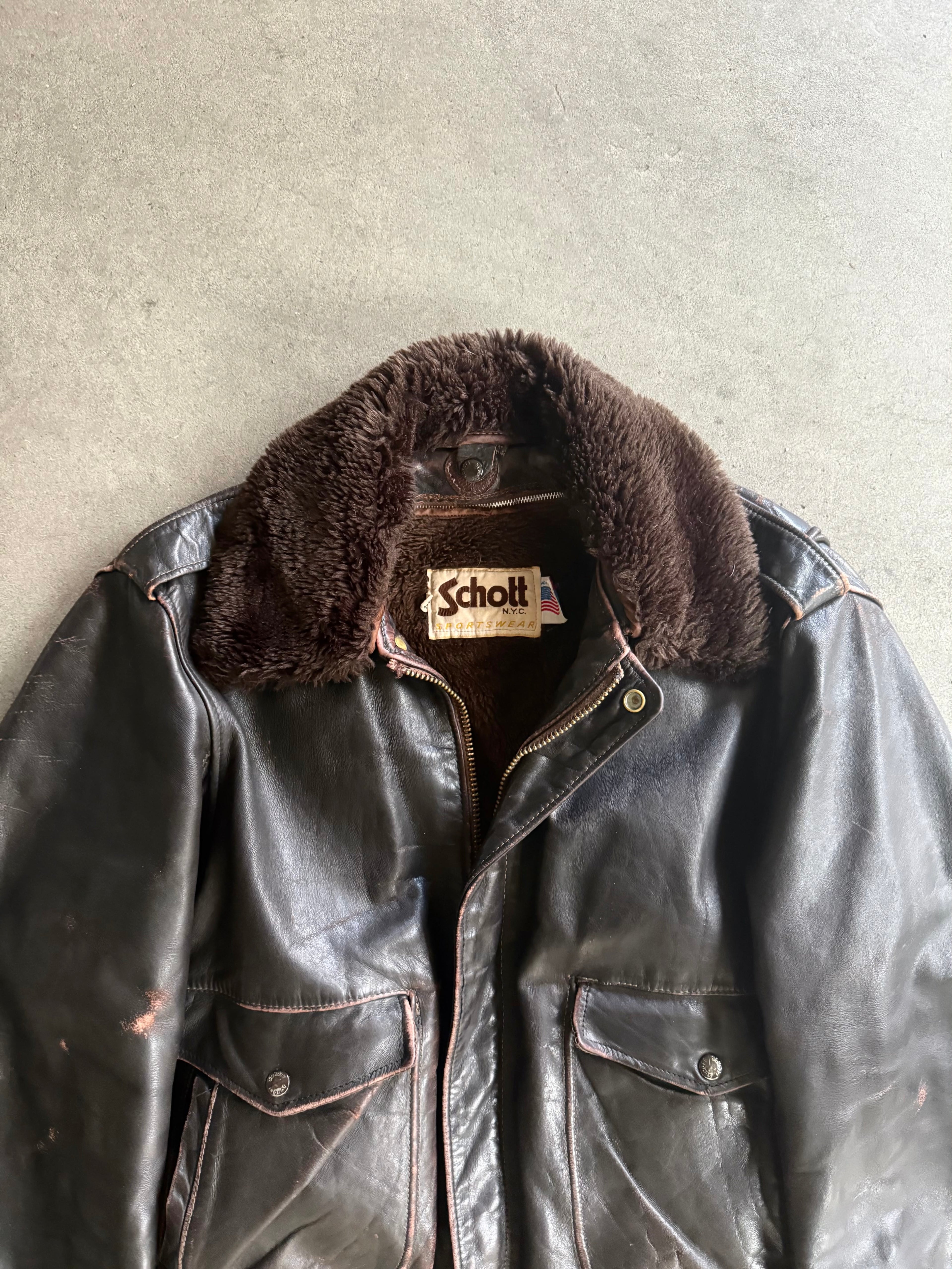 1970S SCHOTT 684SM LEATHER JACKET 70S FULL SET VINTAGE LEATHER JACKET (L)