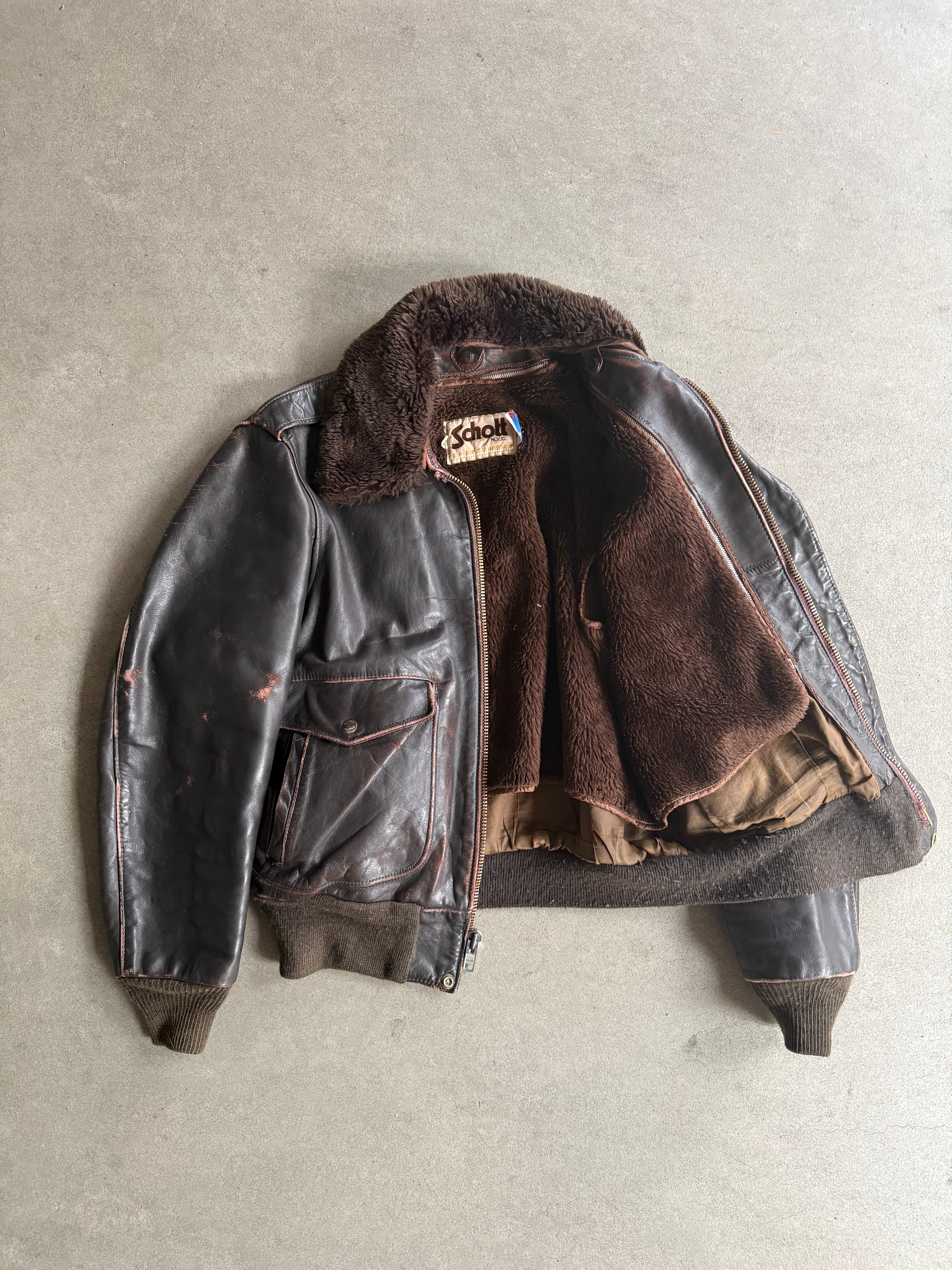 1970S SCHOTT 684SM LEATHER JACKET 70S FULL SET VINTAGE LEATHER JACKET (L)
