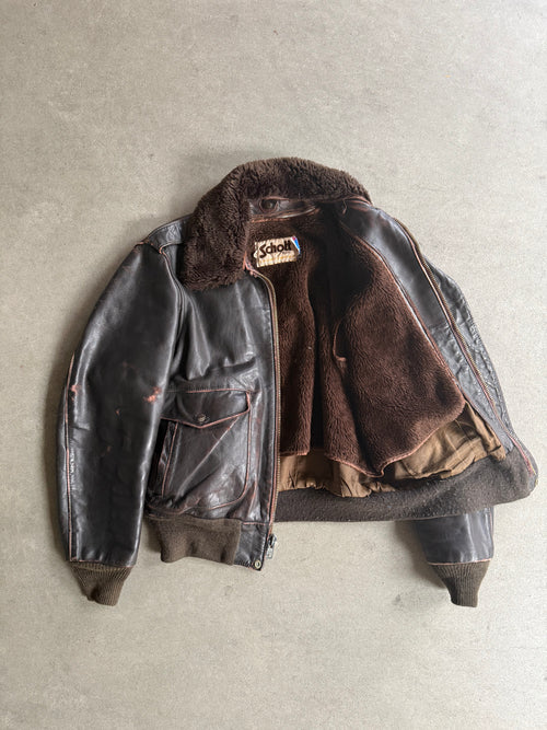 1970S SCHOTT 684SM LEATHER JACKET 70S FULL SET VINTAGE LEATHER JACKET (L)