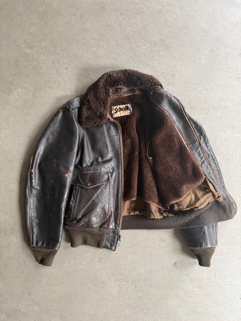 1970S SCHOTT 684SM LEATHER JACKET 70S FULL SET VINTAGE LEATHER JACKET (L)