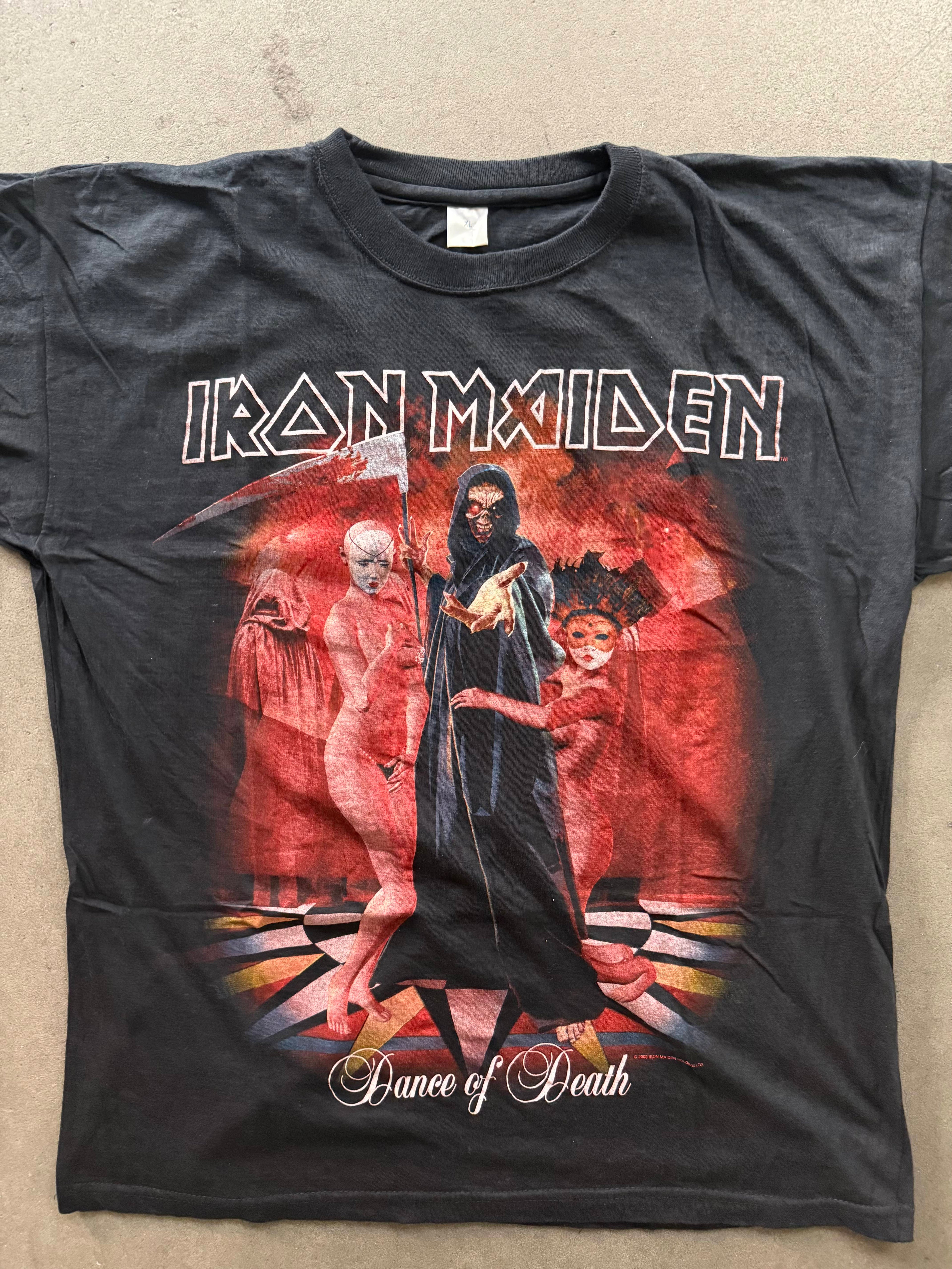 2003 IRON MAIDEN BAND "DANCE OF DEATH" TOUR MERCH PRINT T-SHIRT (XL)