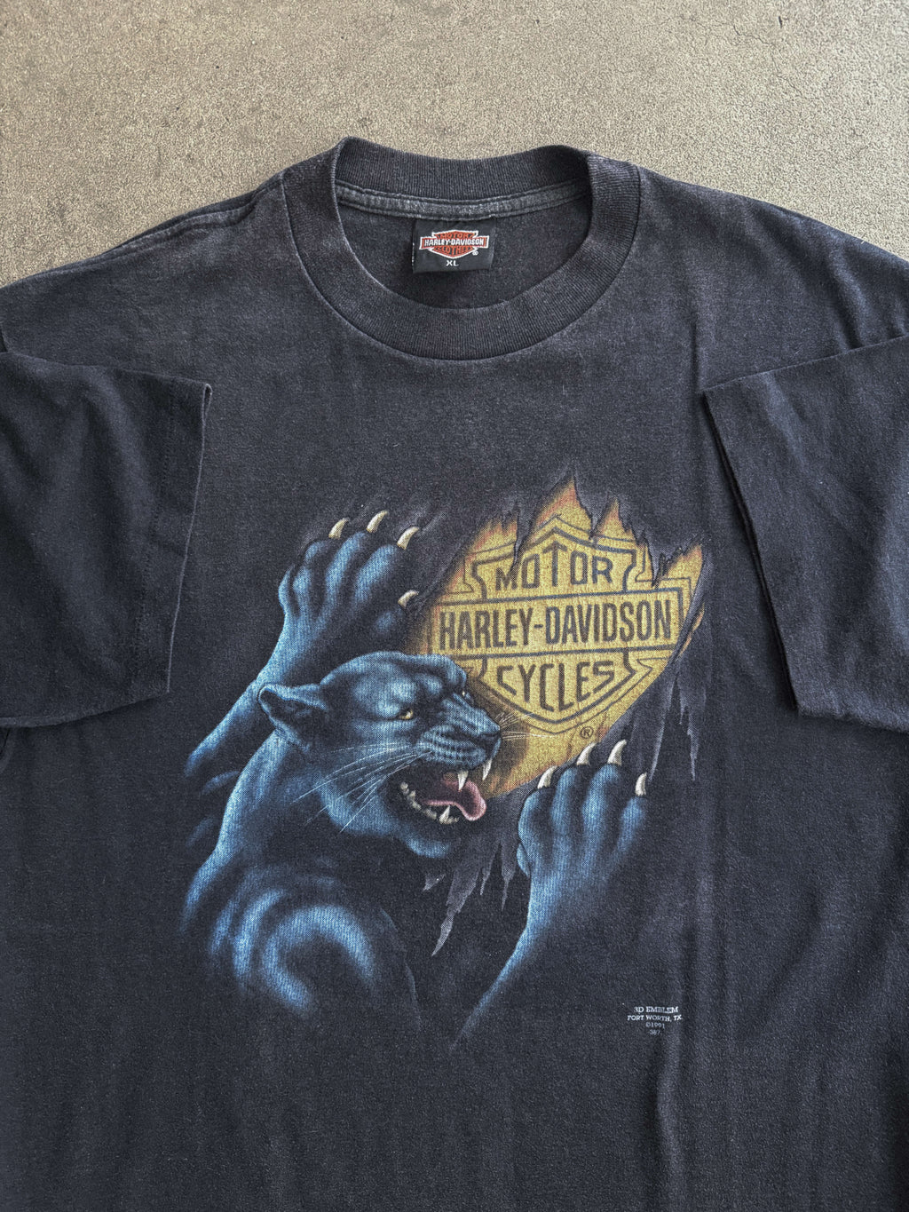 1991 HARLEY DAVIDSON 3D EMBLEM PANTER VINTAGE PRINTED T-SHIRT (XL)