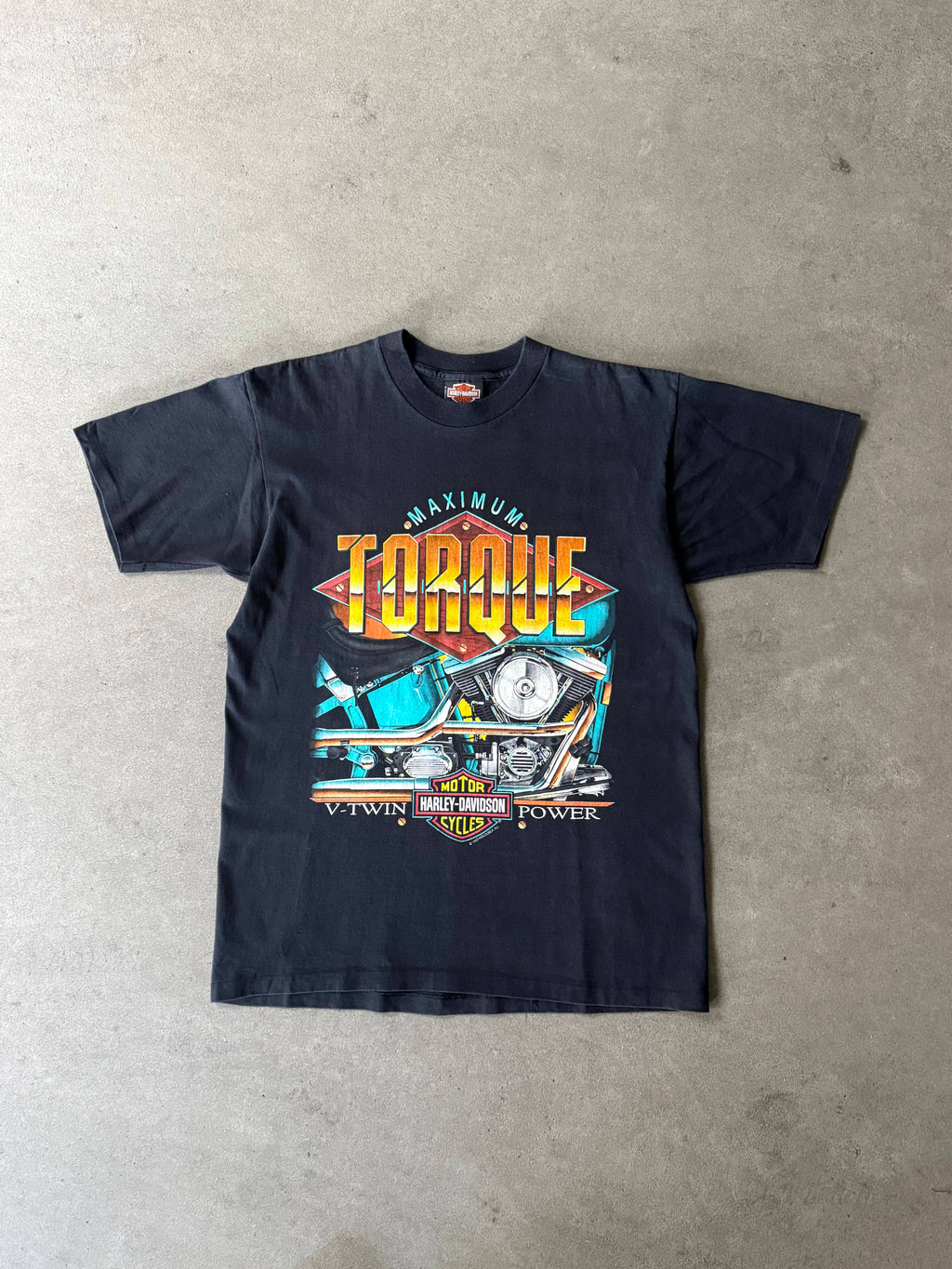 1993 HARLEY DAVIDSON MAXIMUM TORQUE SINGLE STITCH GRAPHIC T-SHIRT (M)