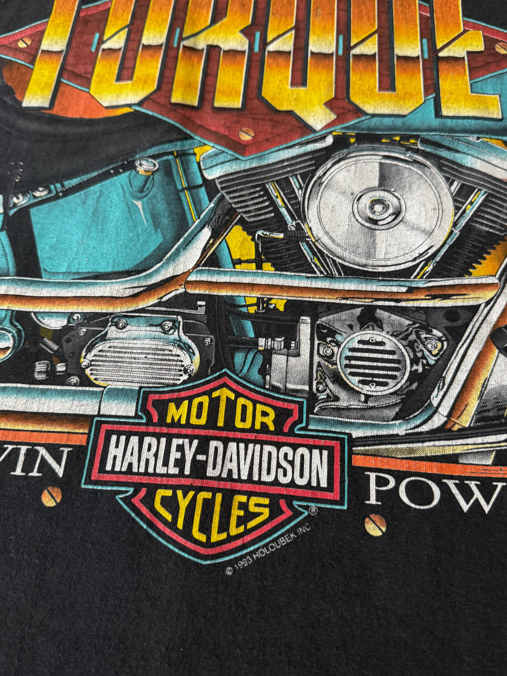 1993 HARLEY DAVIDSON MAXIMUM TORQUE SINGLE STITCH GRAPHIC T-SHIRT (M)