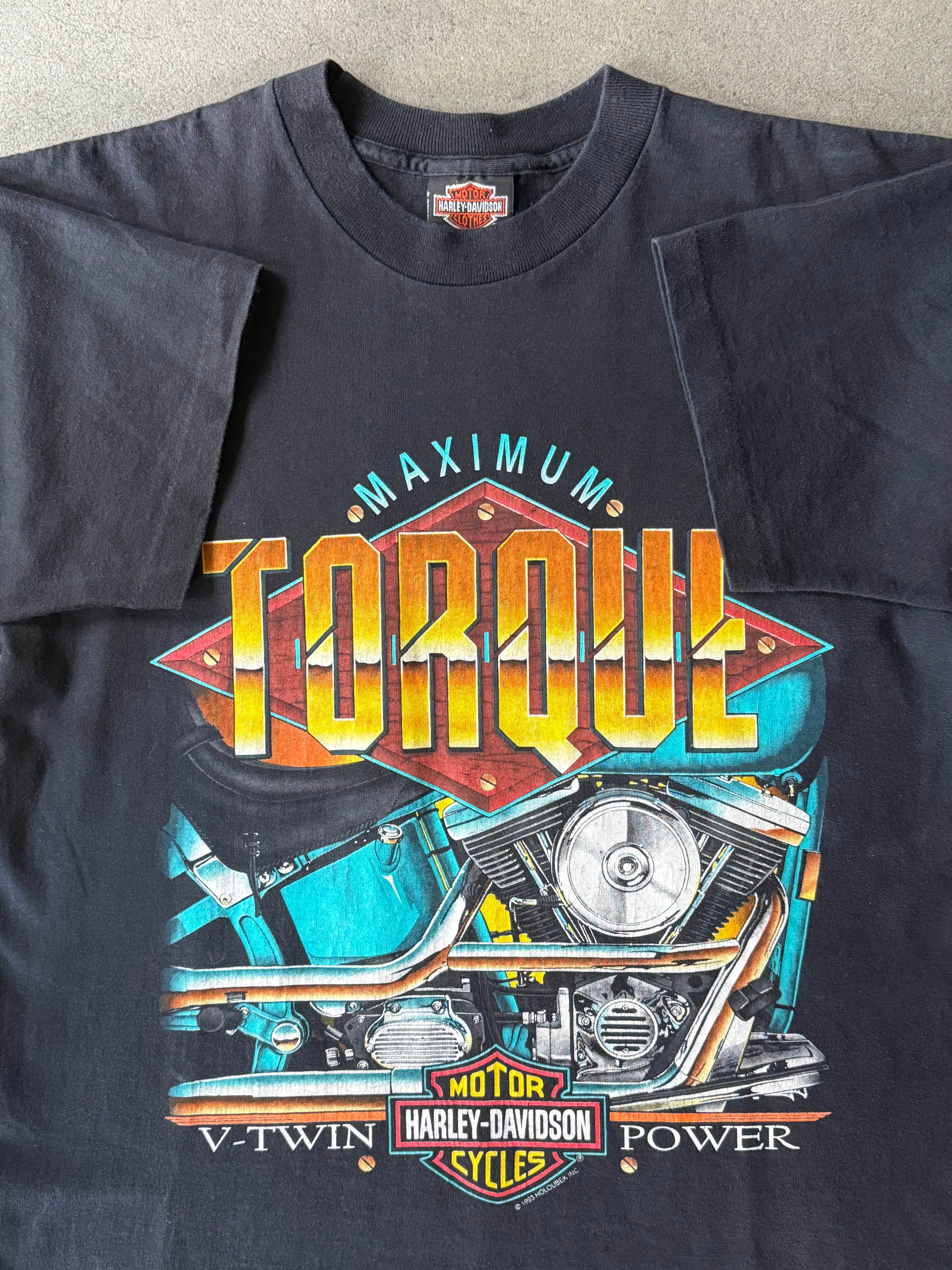 1993 HARLEY DAVIDSON MAXIMUM TORQUE SINGLE STITCH GRAPHIC T-SHIRT (M)