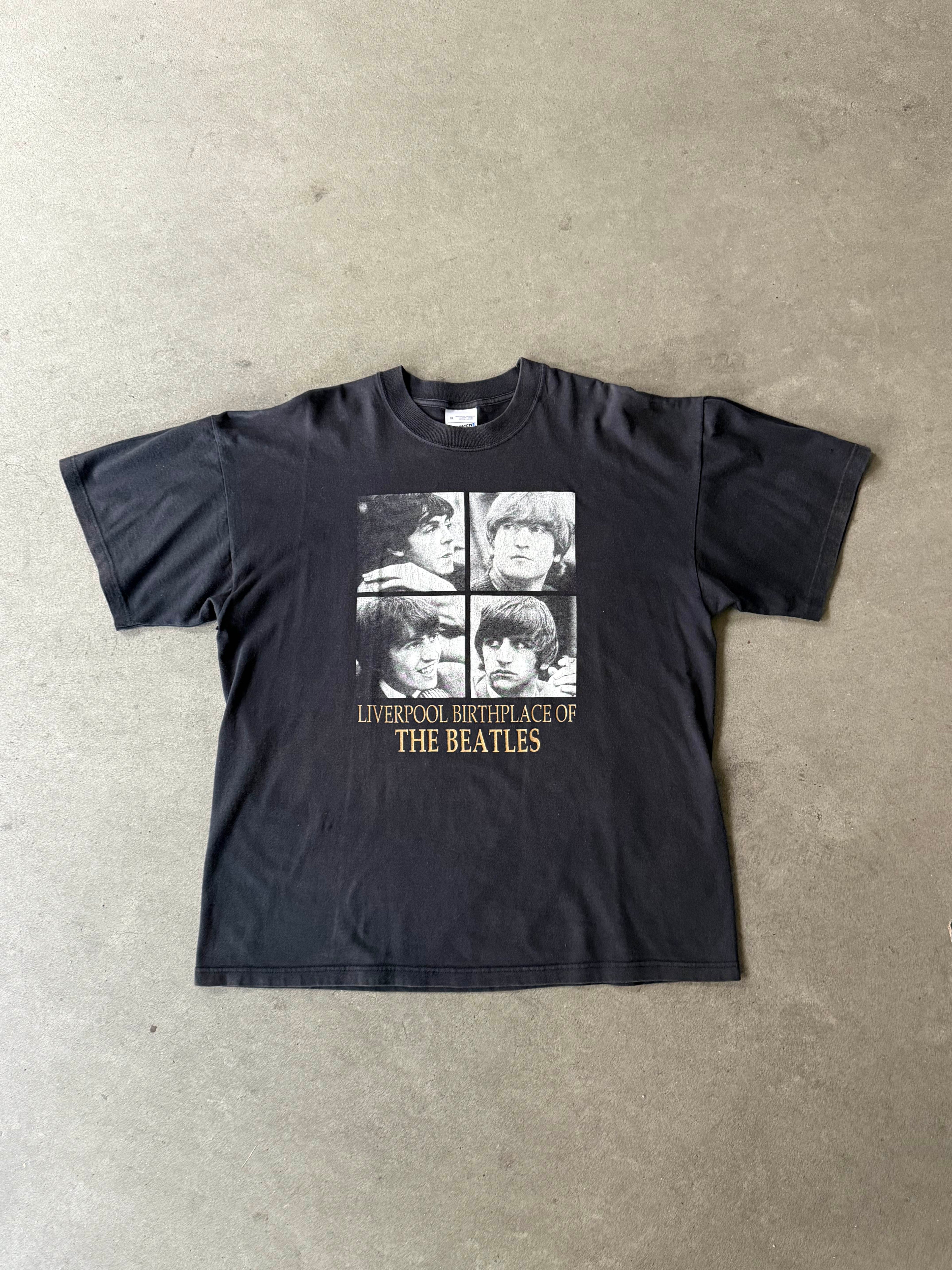 90S THE BEATLES ORIGINAL LIVERPOOL BIRTHPLACE PRINT T-SHIRT (XL)