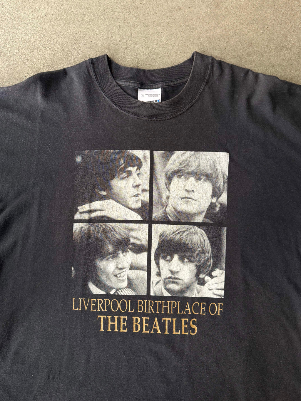 90S THE BEATLES ORIGINAL LIVERPOOL BIRTHPLACE PRINT T-SHIRT (XL)