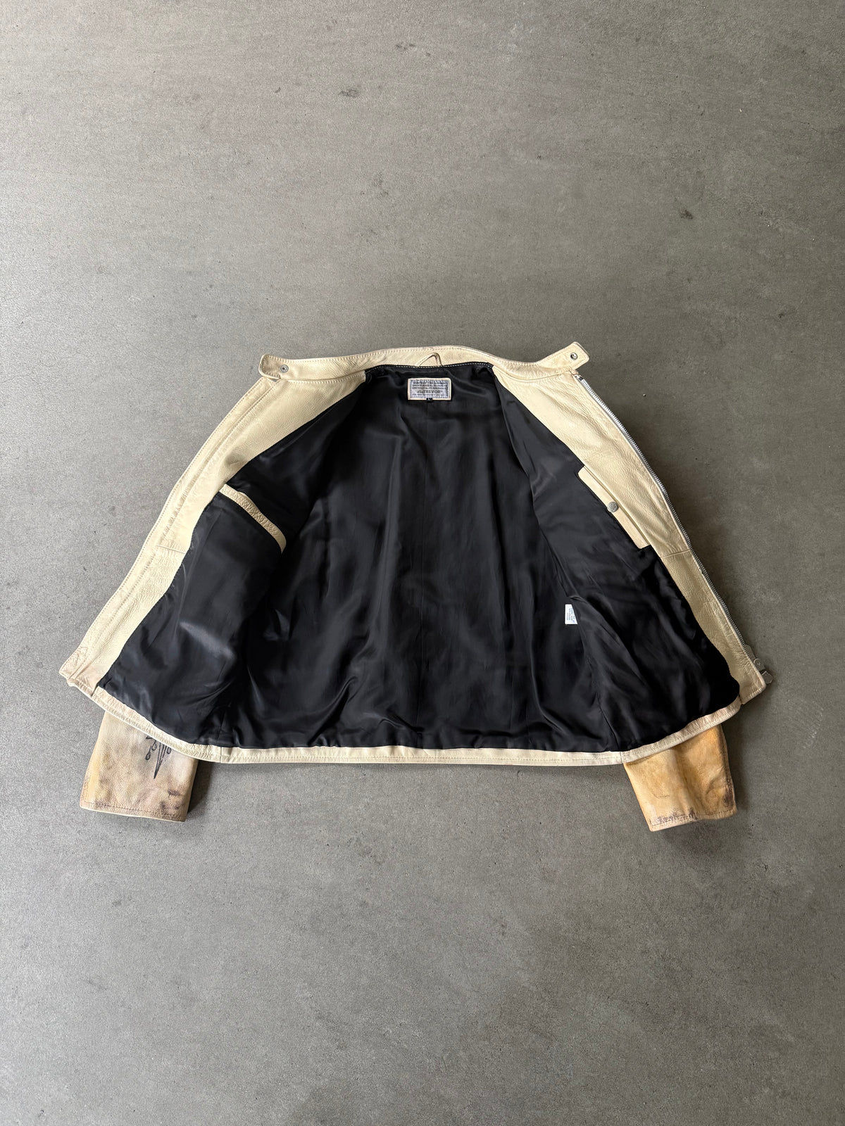 VINTAGE LEE TREVOR TATTOOED LEATHER RACING JACKET (54)