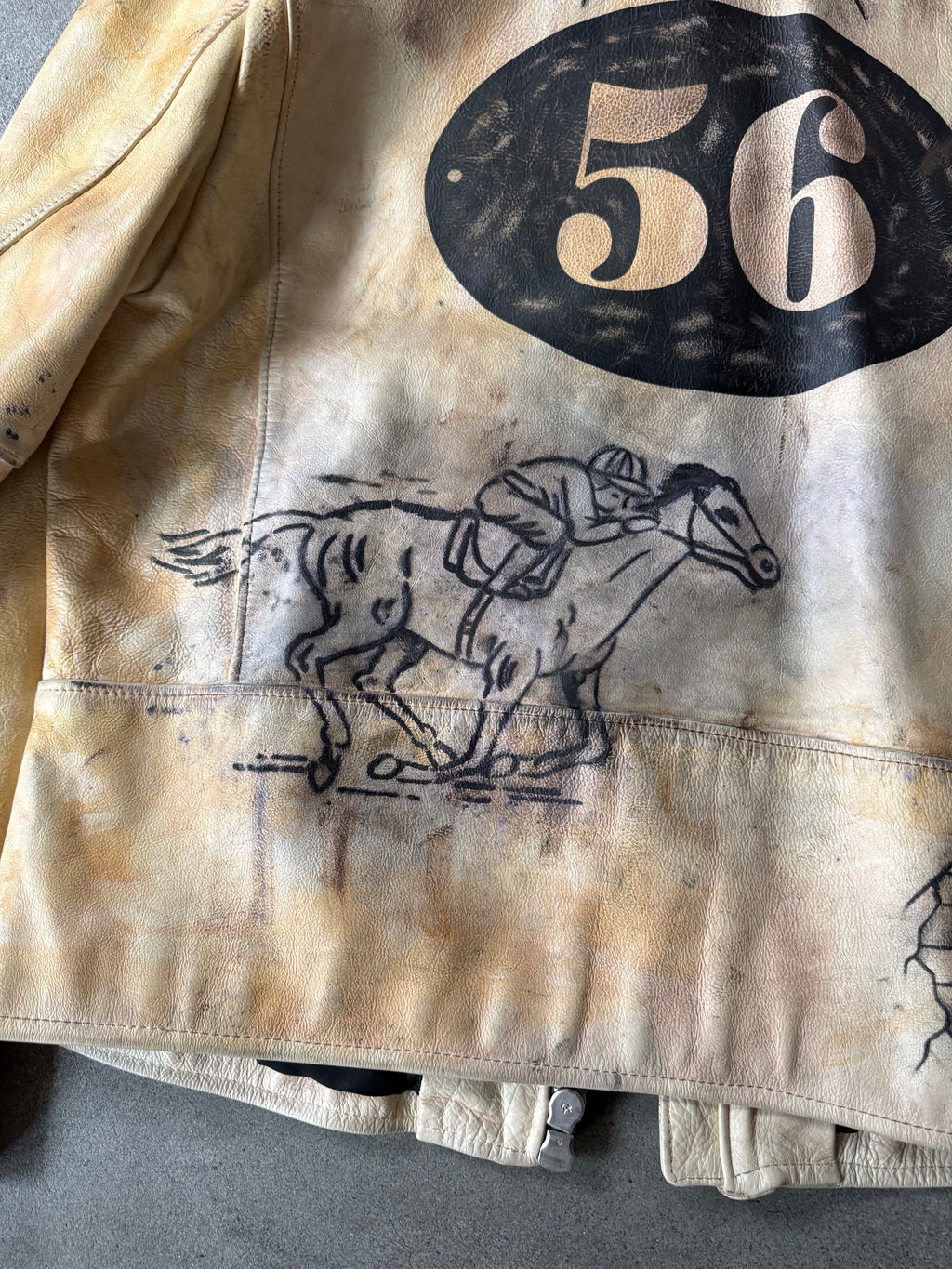 VINTAGE LEE TREVOR TATTOOED LEATHER RACING JACKET (54)