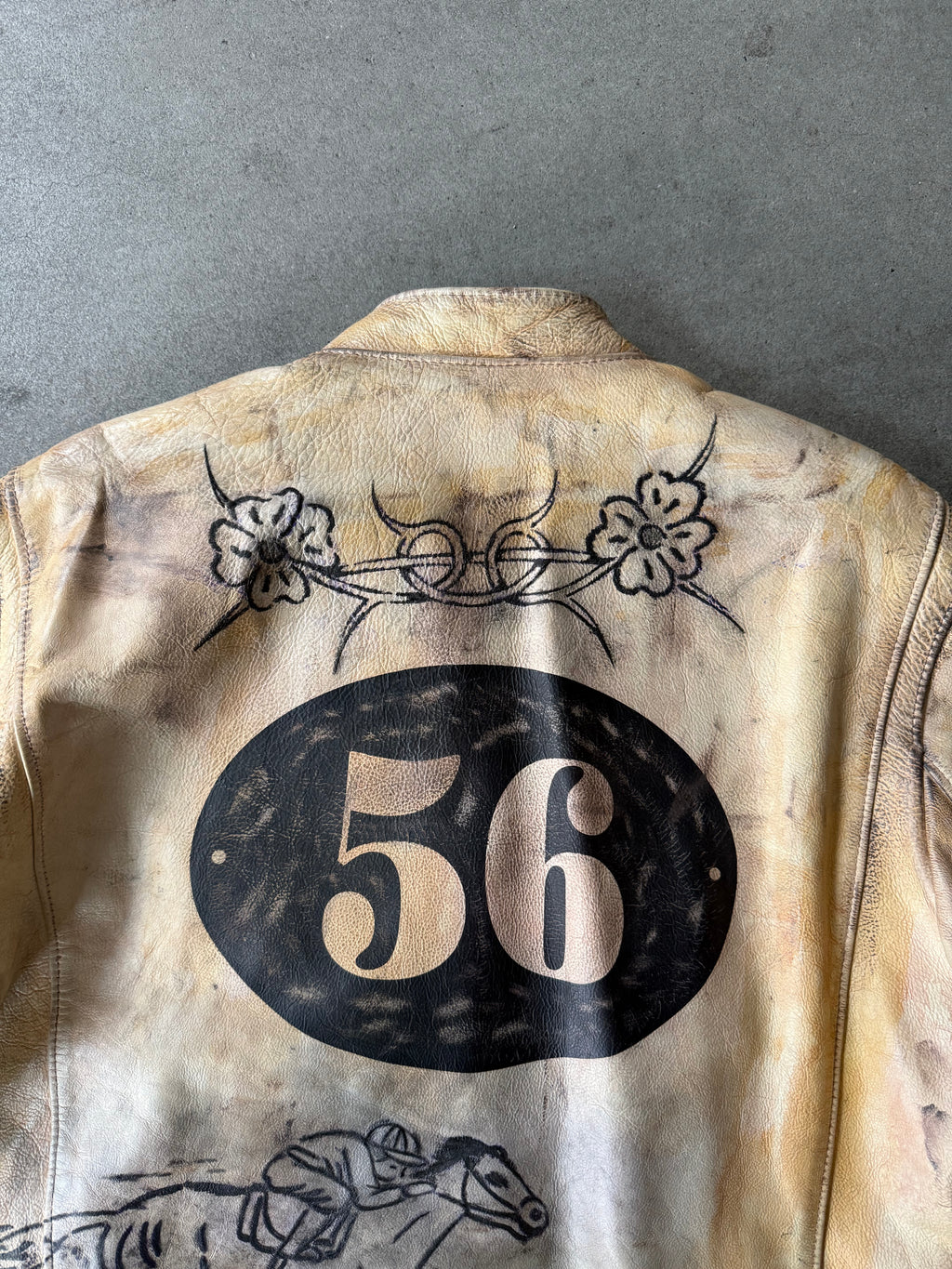 VINTAGE LEE TREVOR TATTOOED LEATHER RACING JACKET (54)