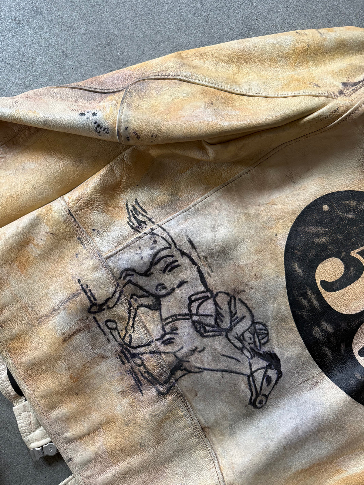 VINTAGE LEE TREVOR TATTOOED LEATHER RACING JACKET (54)