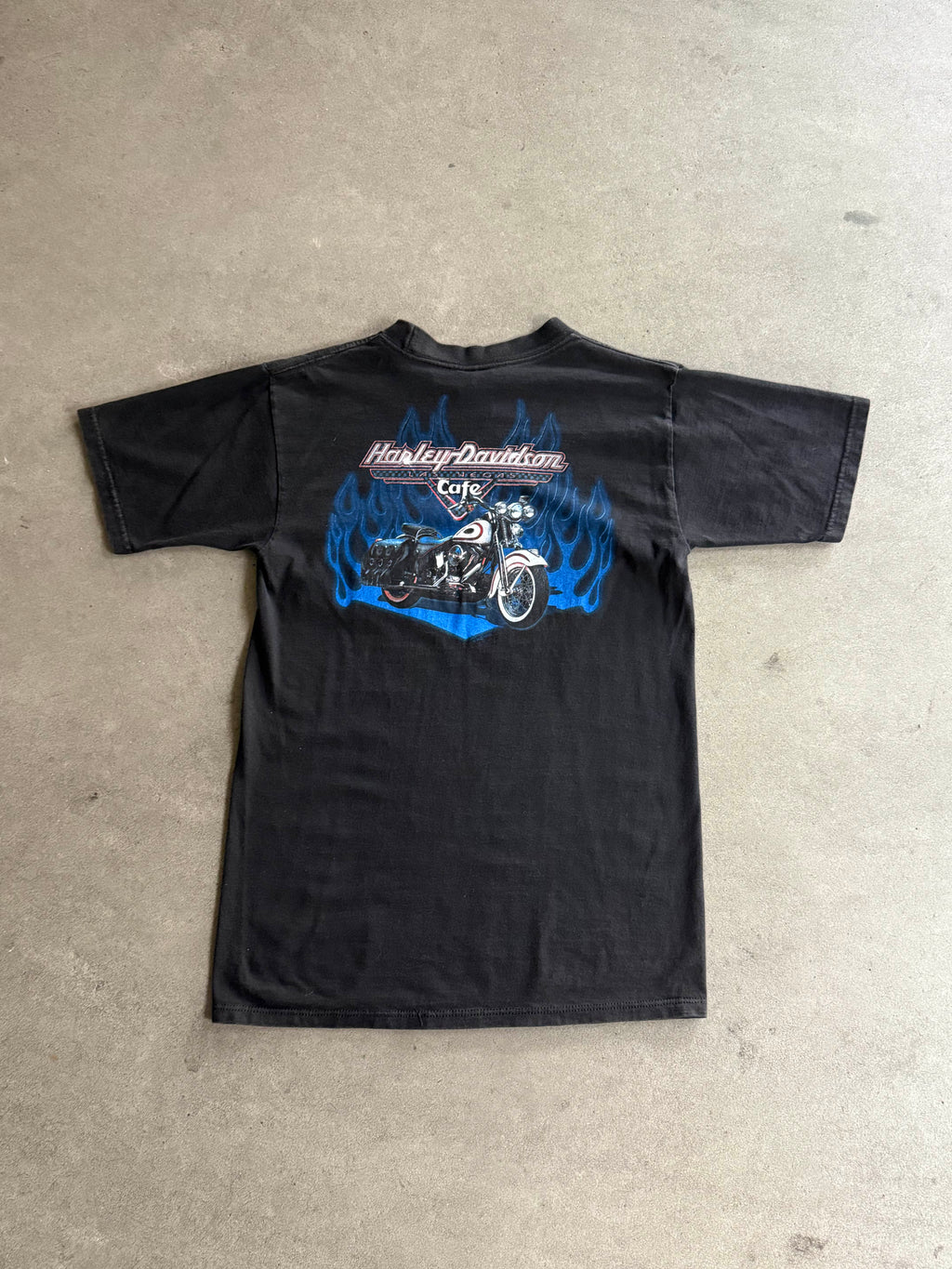 2000S HARLEY DAVIDSON CAFE POCKET VINTAGE T-SHIRT (M)