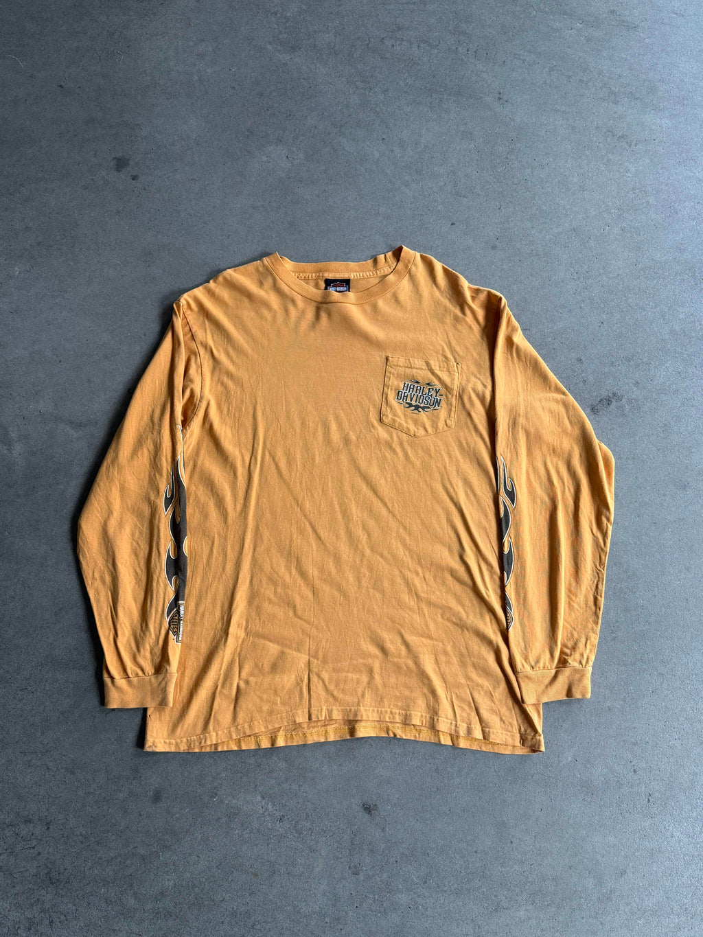 2000S HARLEY DAVIDSON ORANGE FADED FLAMES LONG SLEEVES (XL)