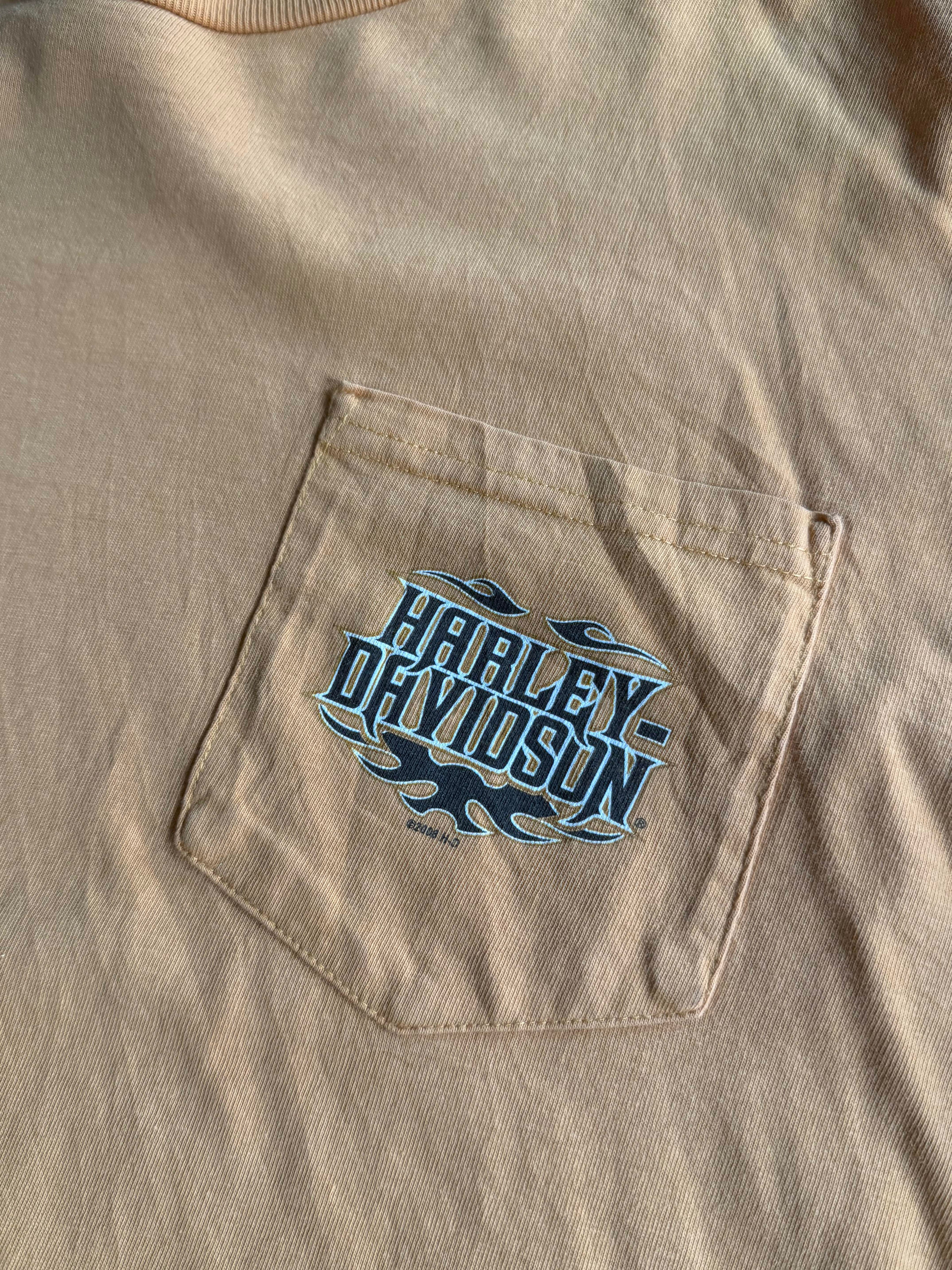 2000S HARLEY DAVIDSON ORANGE FADED FLAMES LONG SLEEVES (XL)