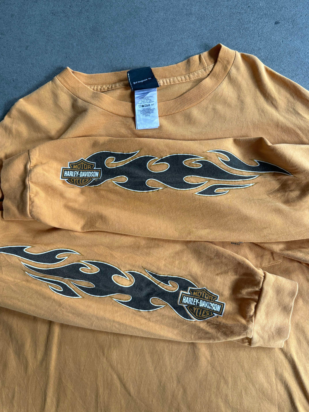 2000S HARLEY DAVIDSON ORANGE FADED FLAMES LONG SLEEVES (XL)