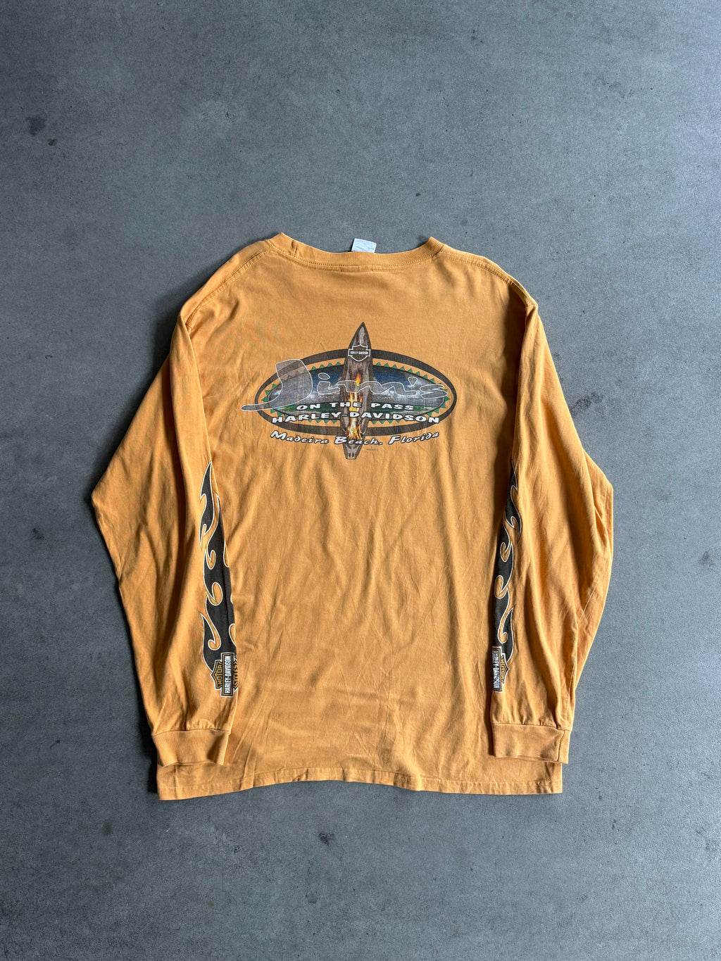 2000S HARLEY DAVIDSON ORANGE FADED FLAMES LONG SLEEVES (XL)