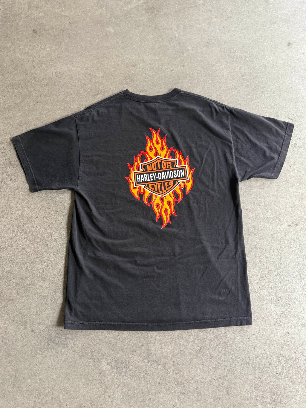 2000S HARLEY DAVIDSON FLAMES LOGO VINTAGE T-SHIRT (XL)