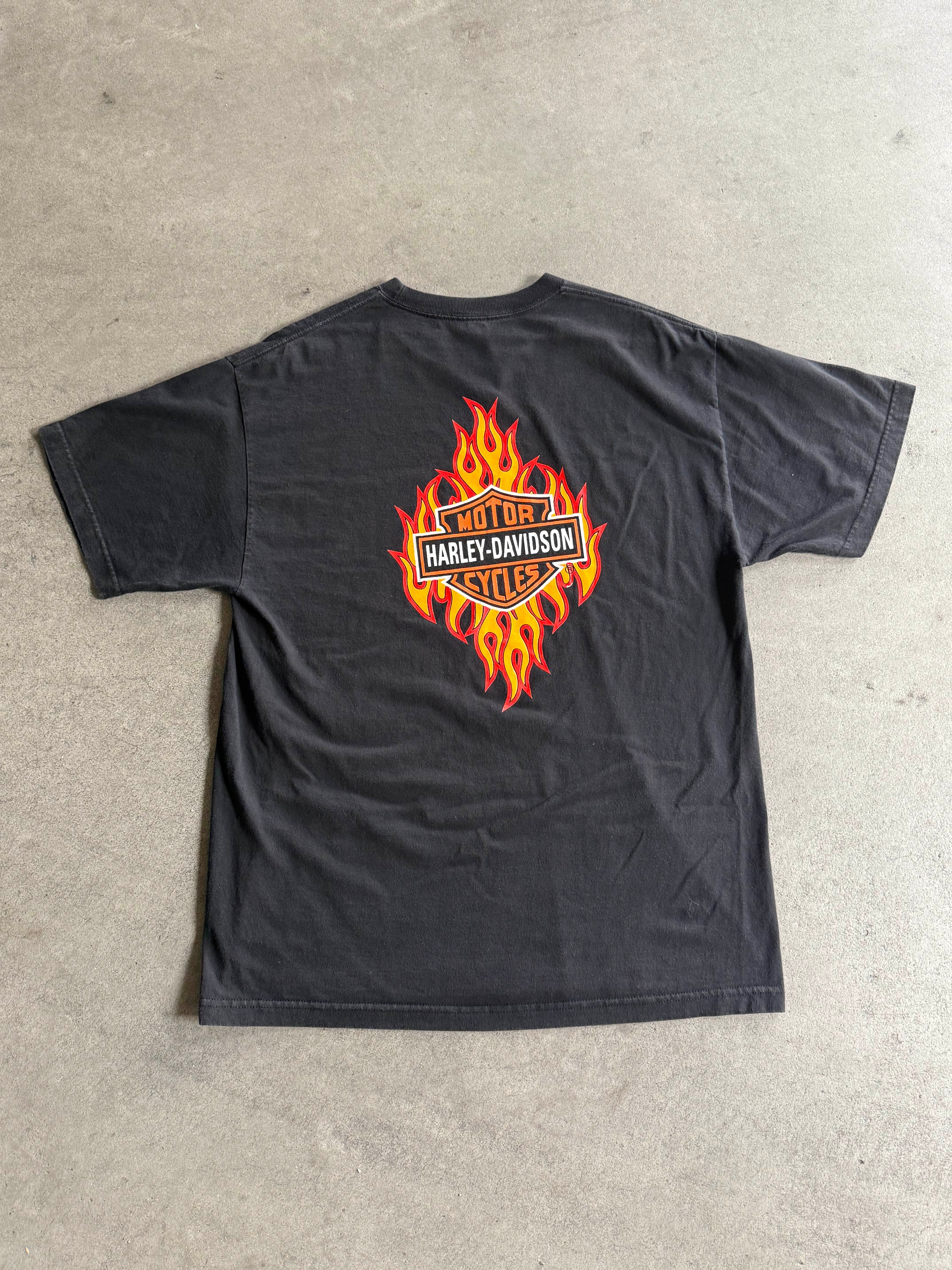 2000S HARLEY DAVIDSON FLAMES LOGO VINTAGE T-SHIRT (XL)