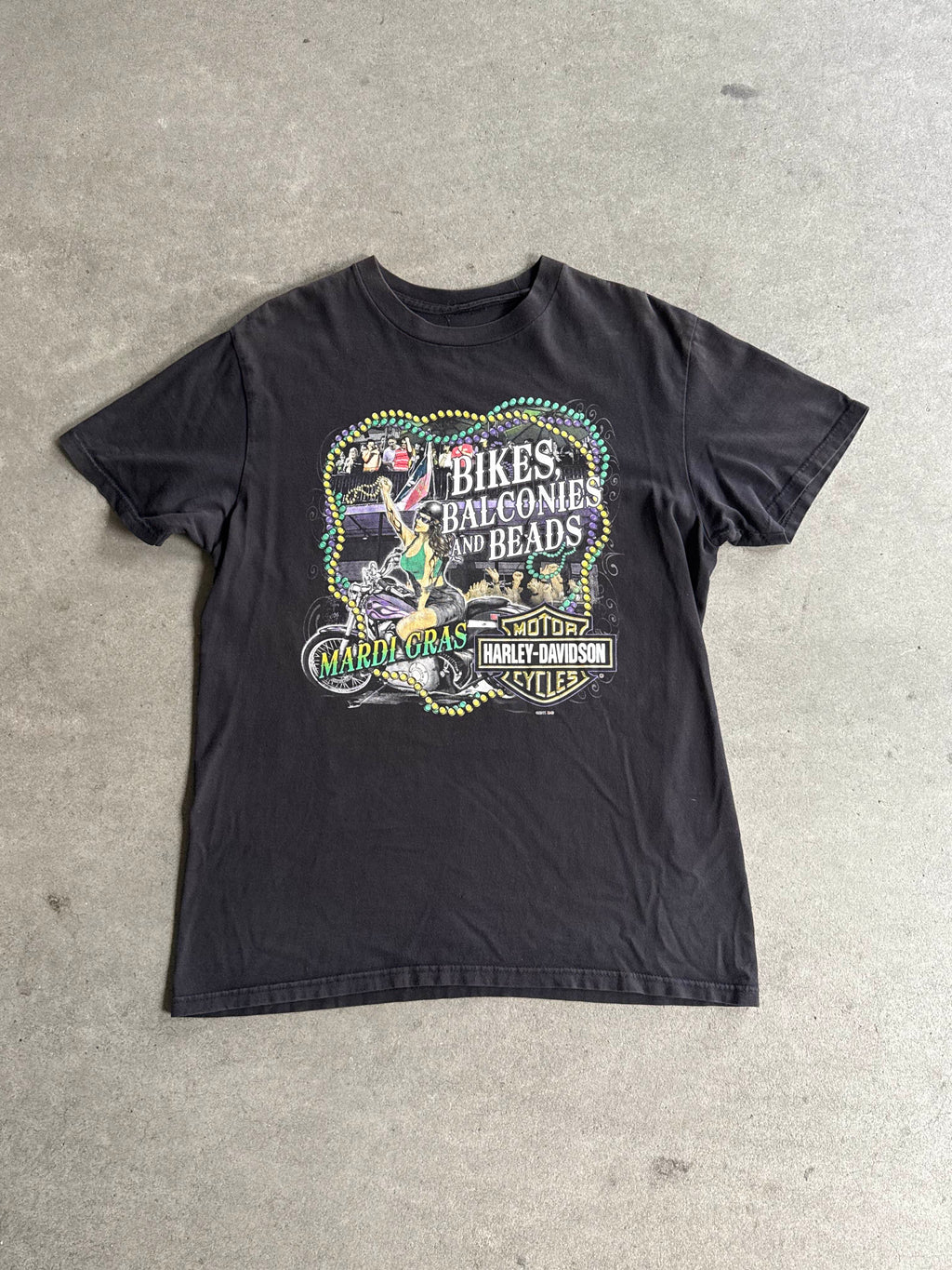 2000S HARLEY DAVIDSON MARDI GRAS NEW ORLEANS VINTAGE T-SHIRT (L)