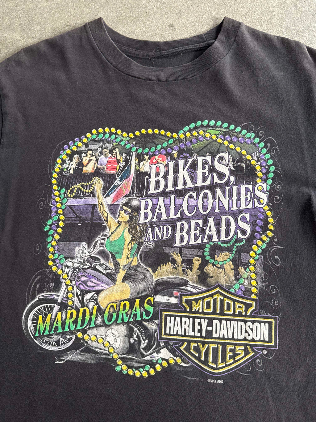 2000S HARLEY DAVIDSON MARDI GRAS NEW ORLEANS VINTAGE T-SHIRT (L)