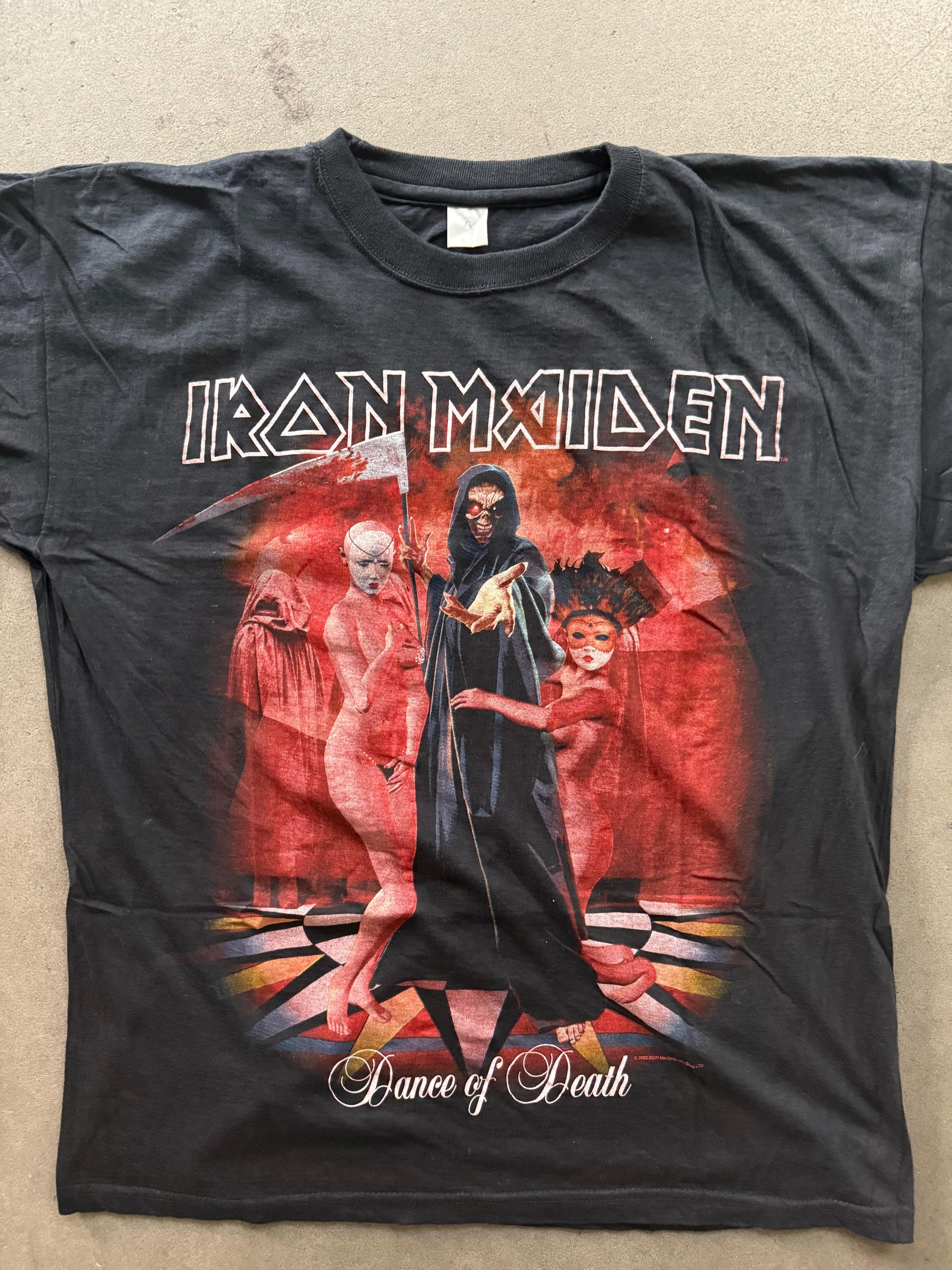 2003 IRON MAIDEN BAND "DANCE OF DEATH" TOUR MERCH PRINT T-SHIRT (XL)