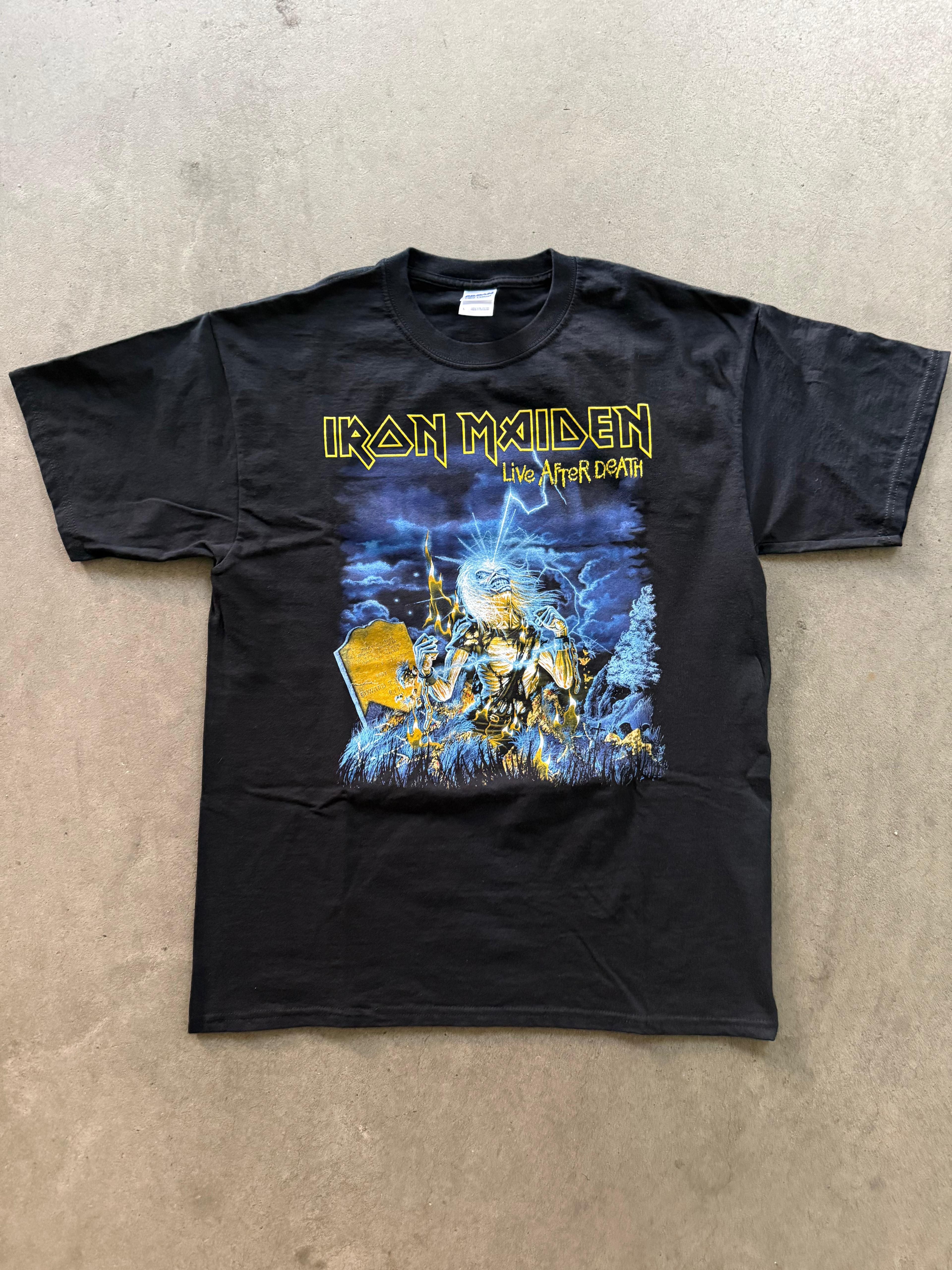 2000S IRON MAIDEN BAND "LIVE AFTER DEATH" TOUR MERCH PRINT T-SHIRT (L)