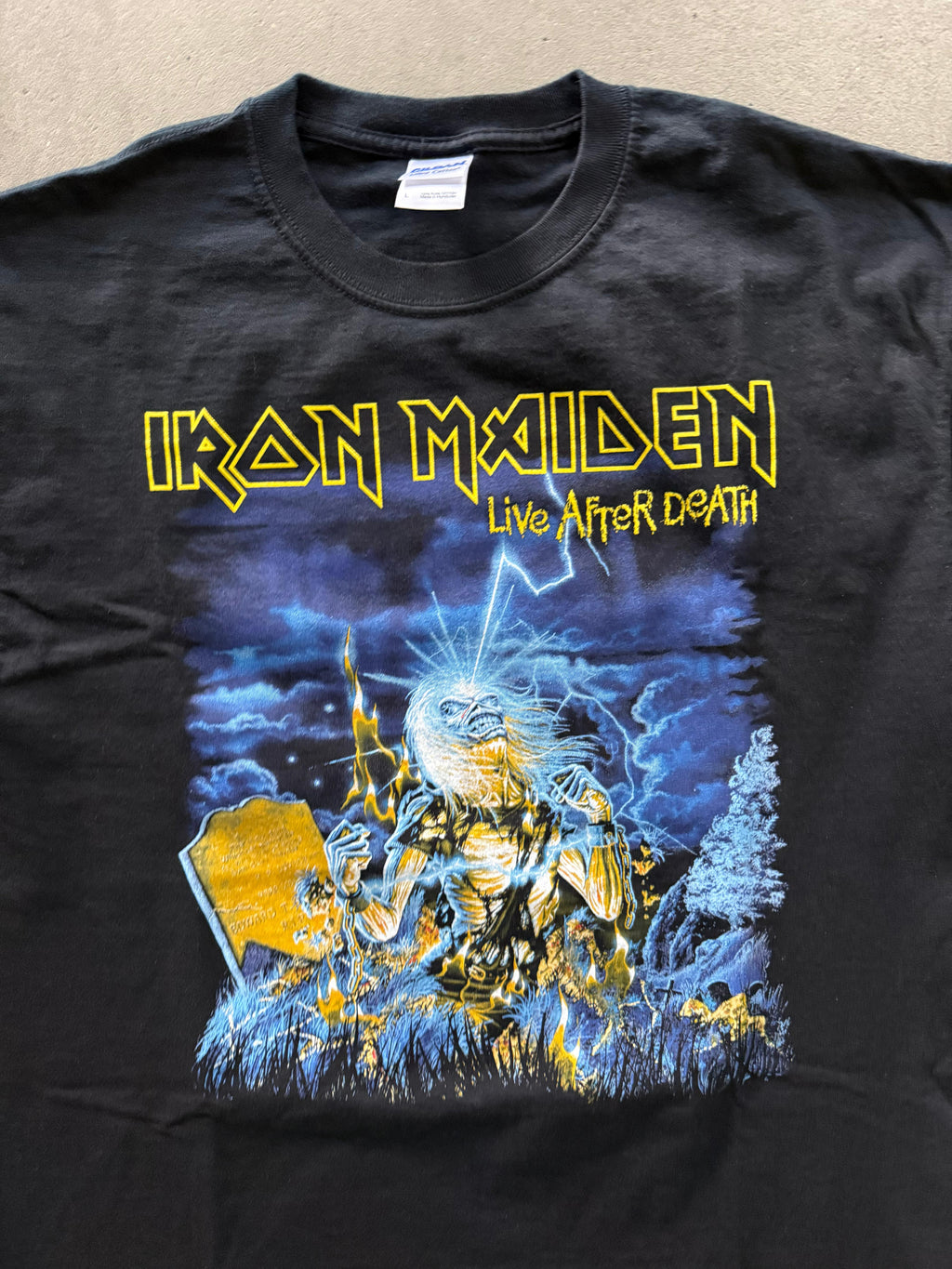 2000S IRON MAIDEN BAND "LIVE AFTER DEATH" TOUR MERCH PRINT T-SHIRT (L)