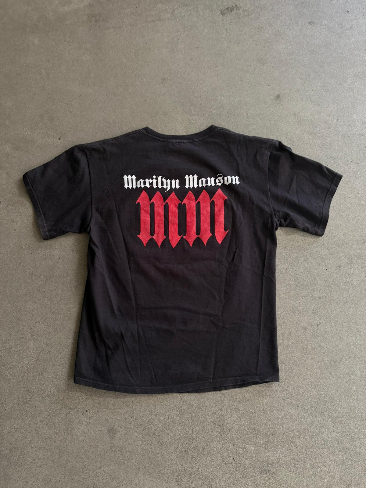 2004 MARYLIN MANSON "AGAINST ALL GODS" PRINT T-SHIRT (M)